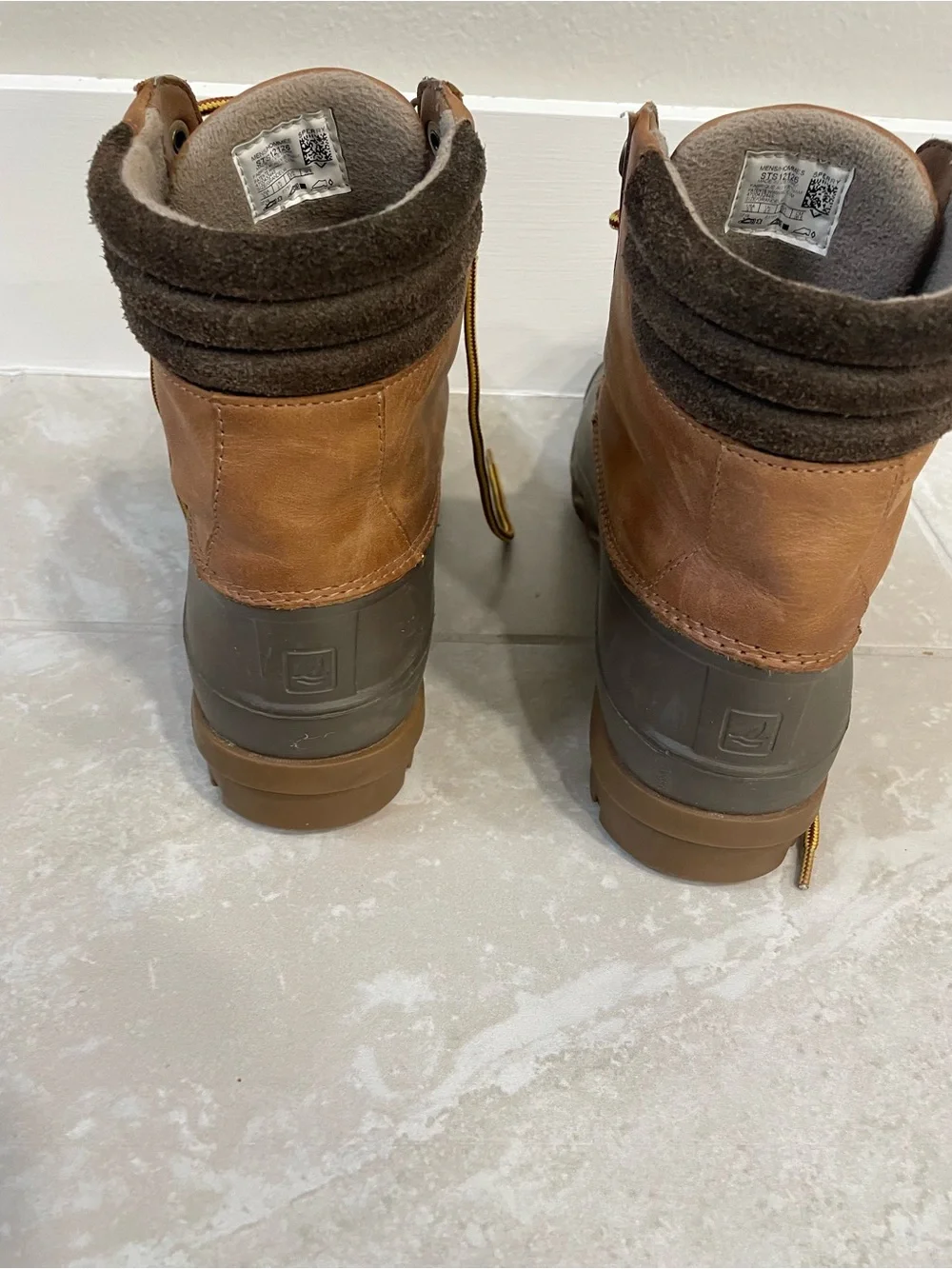 Sperry Brown and Olive Duck Boots